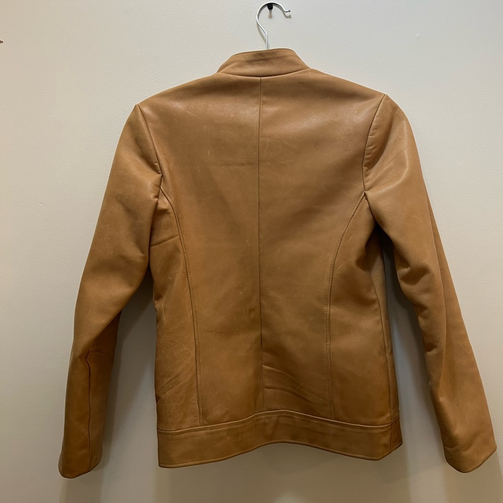 Beige leather jacket - Picture 2 of 2